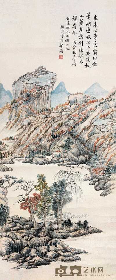 郭则澐 1938年作 秋山霜红 立轴 73×30cm